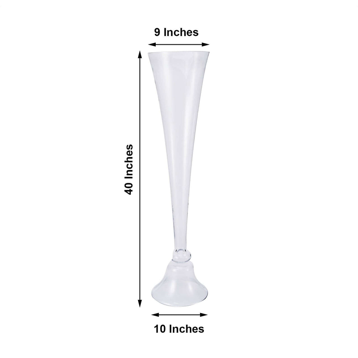 Glass Trumpet Floor Vase Reversible Clarinet Style 40" Clear - Sophisticated Floral Wedding Centerpiece